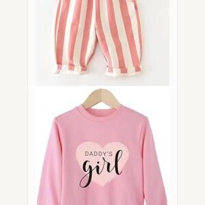Lot of 2: New girl’s pink striped pants 24 months + top